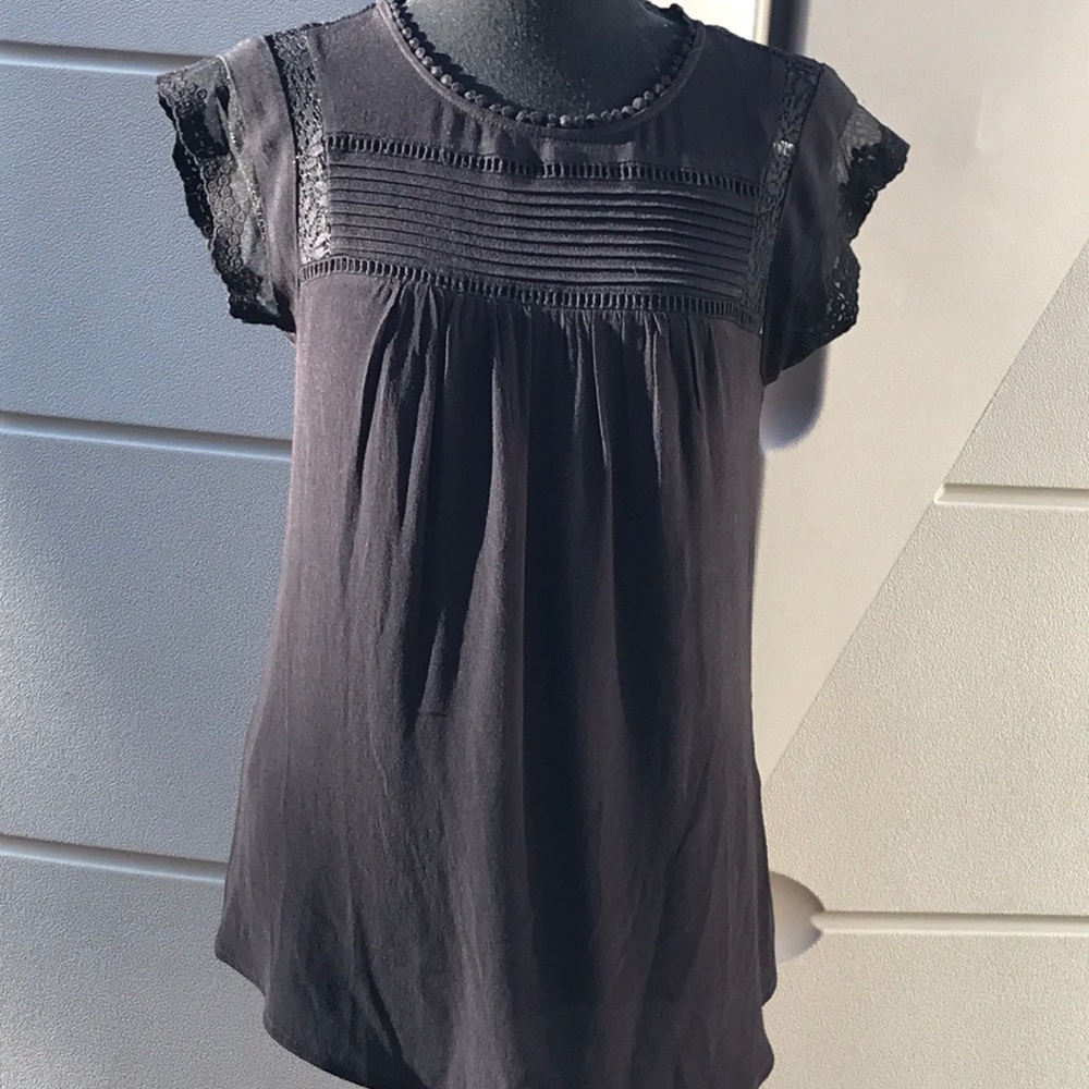 NEW Daniel Rainn Sleeveless Black Lace Blouse